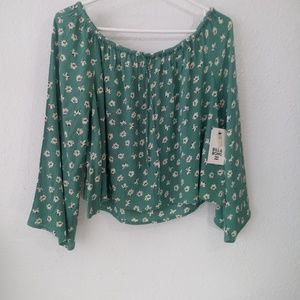 Off The Shoulder Top Womens Sz Large Island Green